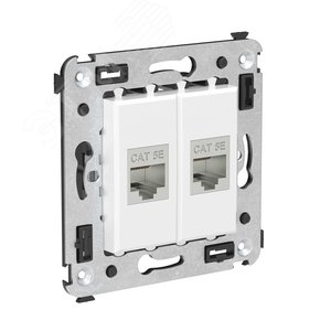 Avanti Компьютерная розетка RJ-45 без шторки в    стену, кат.5е двойная,экранированная Белое облако - фото 2