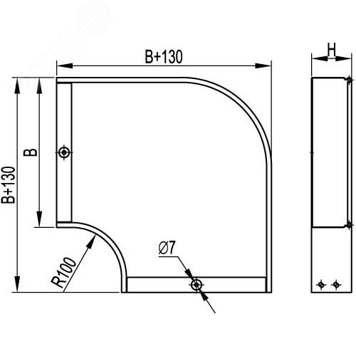 Угол CPO 90 горизонтальный 90 градусов 150х100 в комплекте крепежные элементы соединительные пластины - фото 2