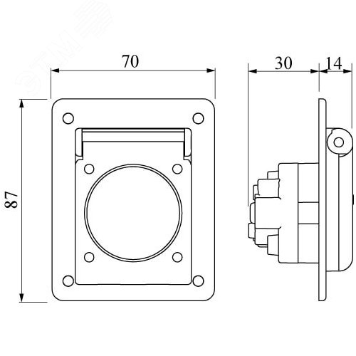Розетка наружной установки с механической блокировкой и DIN-рейкой на 6 модулей IP67 63А 3P+E 400В - фото 2