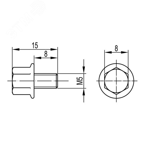 Винт для электрического соединения М5х8 INOX 316L - фото 2