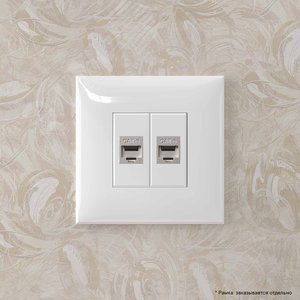 Avanti Компьютерная розетка RJ-45 без шторки в стену, кат.6 двойная экранированная,  Белое облако - фото 5