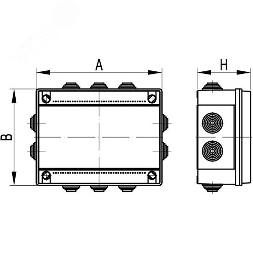 Коробка распределительная с кабельными вводами IP55 100х100х50мм (розница) - фото 5