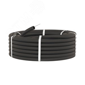 Труба ПНД гибкая гофр. д.20мм, лёгкая с протяжкой, 50м, цвет чёрный - фото 2