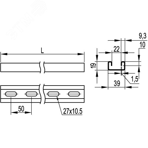 Профиль С-образный 41х21 L1800 толщина 1.5 мм - фото 2