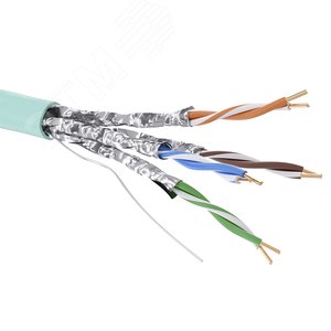 Витая пара U/FTP 4 пары CAT 6А нг(А)-HF бухта аква 500м - фото 1