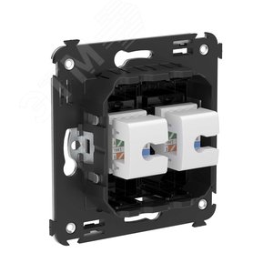 Avanti Компьютерная розетка RJ-45 без шторки в    стену, кат.5е двойная Черный квадрат - фото 3