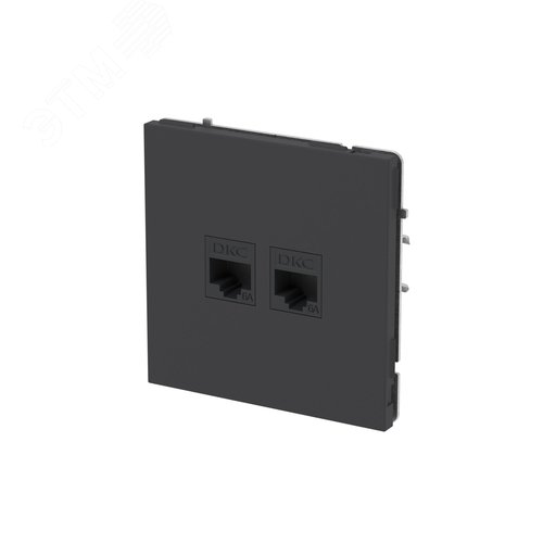 Компьютерная розетка RJ-45 без шторки, кат.6А двойная, KANT, черный уголь - фото 2