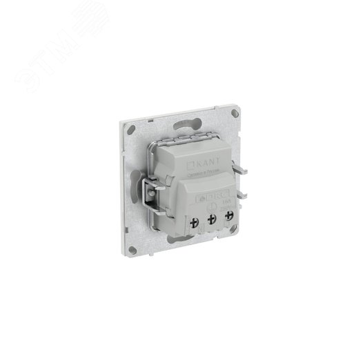 Розетка силовая, 2P+E, с заземлением без з/ш,     KANT, белый песок - фото 9