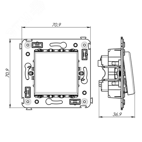 Avanti Выключатель одноклавишный, в стену, Черный квадрат - фото 6