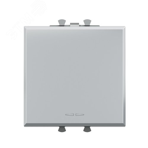 Выключатель двухполюсный одноклавишный модульный, Avanti, закаленная сталь, 2 модуля - фото 1