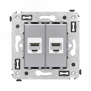 Avanti Компьютерная розетка RJ-45 без шторки в стену, кат.6 двойная,  Закаленная сталь - фото 1