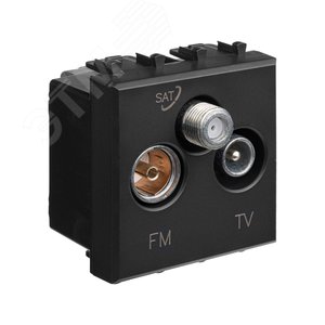 Розетка TV-FM-SAT модульная, Avanti, черный матовый, 2 модуля - фото 2