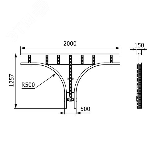 Т-ответвитель лестничный 150х500 R660 горячеоцинкованный - фото 2