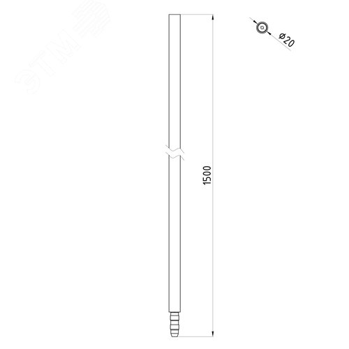 Заземлитель вертикальный безмуфтовый 1500 мм D20 мм верхняя секция - фото 2