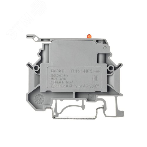 Клемма для предохранителя, винтовой зажим, 2 точки подключения, 4 кв.мм, серая - фото 2