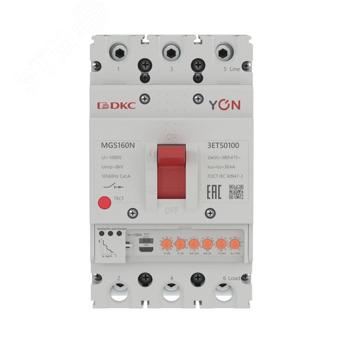 Выключатель автоматический YON max MGS160N 3P 40-100А 36кА с электронным расцепителем ETS - фото 2