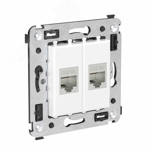 Avanti Компьютерная розетка RJ-45 без шторки в стену, кат.6А двойная экранированная,  Белое облако - фото 2