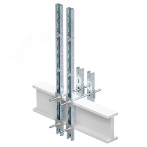 Обжимной комплект монтажных профилей тип 2 , обхват конструкции габаритами 250 на 240 мм , высота подвесной рамы-профиля 600 мм ,для крепления 1 оболочки одного типоразмера винтами din 84 M6X40 4 шт. , горячеоцинкованный - фото 1