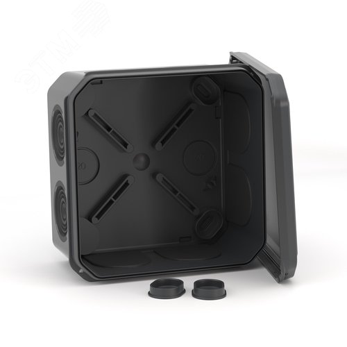 Коробка ответвительная с 8+2 кабельными вводами д.25/20 мм, IP55, 100х100х50 мм, черная - фото 4