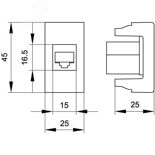 Розетка RJ-12, ЭУИ Вива (Viva),1 мод.,черн - фото 2
