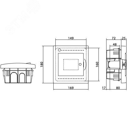 Щит распределительный встраиваемый 4 модуля с дверцей IP41 белый - фото 4