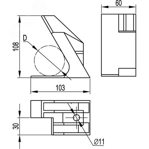 Держатель кабельный для крепления в треугольник д. 30-40 мм тип 1 - фото 2