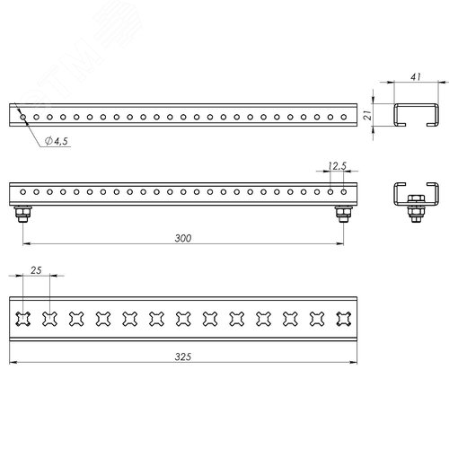 Комплект реек для установки главной шинной системы, 325мм - фото 5