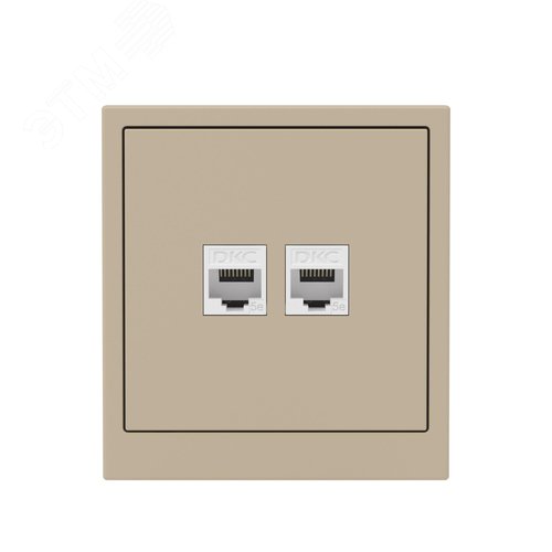 Компьютерная розетка RJ-45 без шторки, кат.5е двойная, KANT, ванильный марципан - фото 6