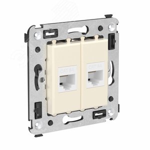 Avanti Компьютерная розетка RJ-45 без шторки в стену, кат.6А двойная,  Ванильная дымка - фото 2