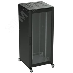 Шкаф напольный 38U 600х600 двери стекло/сплошная укомплектован вводом и заглушками RAL 9005