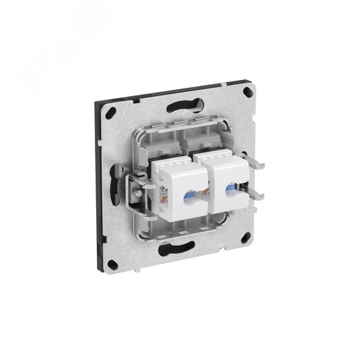 Компьютерная розетка RJ-45 без шторки, кат.5е двойная, KANT, черный уголь - фото 5