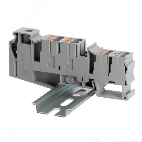 Клемма распределительная гибридная, винтовой зажим 35 кв.мм, push-in 4х6 кв.мм, 6х2.5 кв.мм, серая - фото 1