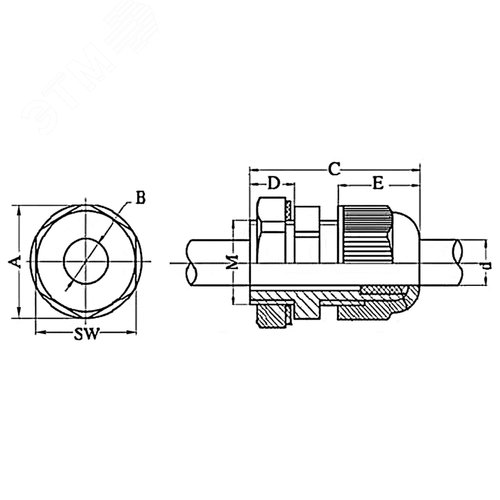 Сальник PG-16 диаметр кабеля 9-14 IP68 - фото 4