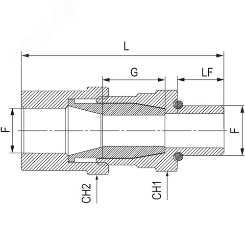 Взрывозащищенный кабельный ввод ANF под небронированный кабель M25х1,5/M25х1,5 D10,5-18мм. Никелированная латунь. IP66/68 - фото 2