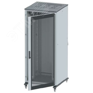 Напольный шкаф 42U Ш600хГ600 передняя дверь стекло, задняя глухая дверь,крыша укомплектована вводом и заглушками - фото 1