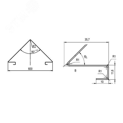 Крышка двускатная 600 L=1.5м цинк-ламельная - фото 2