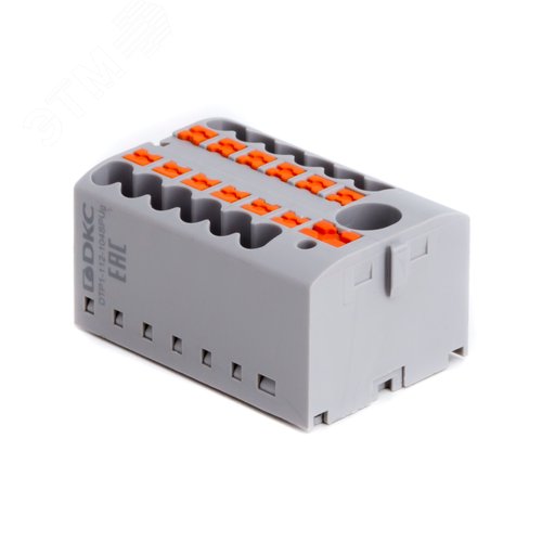 Изображение товара Блок распределительный, зажим push-in, 1 ввод 6 кв.мм, 12 точек подключения 2,5 кв.мм, серый (шт)