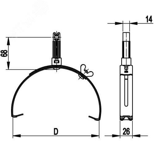 Зажим коньковый регулируемый с пластиковым держателем медь - фото 2