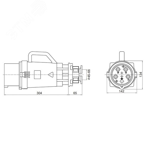 Вилка кабельная CP IP67 200A 3P+E+N 690В - фото 3