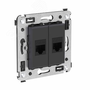 Avanti Компьютерная розетка RJ-45 без шторки в стену, кат.6А двойная,  Черный матовый - фото 2