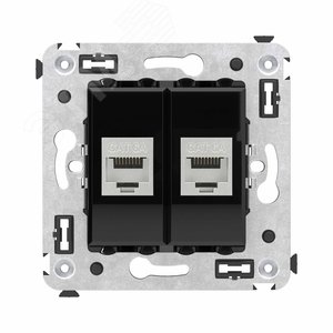Avanti Компьютерная розетка RJ-45 без шторки в стену, кат.6А двойная экранированная,  Черный квадрат - фото 1