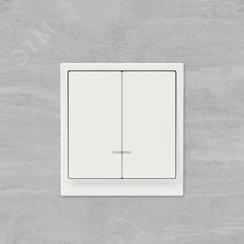 Переключатель двухклавишный с подсветкой, KANT, белая магнолия - фото 7