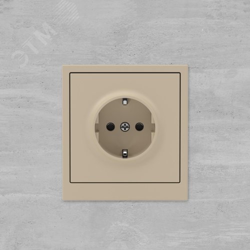 Розетка силовая, 2P+E, с заземлением без з/ш,     KANT, ванильный марципан - фото 6