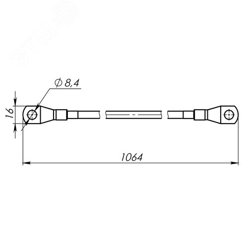 Заземляющий проводник, 1000 мм, медь 16 мм2, М8 - фото 4