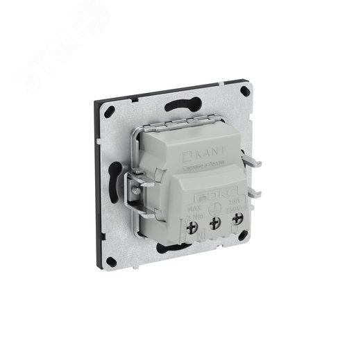 Розетка силовая, 2P+E,  с заземлением без з/ш,    KANT, черный уголь - фото 5