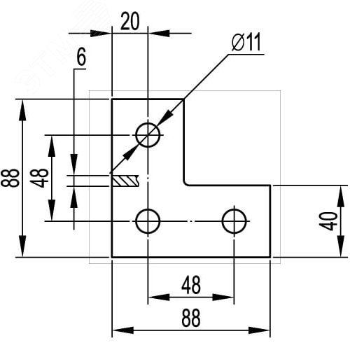 Пластина соединительная L-образная 90х90 мм - фото 2