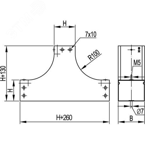 Ответвитель Т-образный вверх TS 100/80 в комплекте крепежные элементы соединительные пластины - фото 5