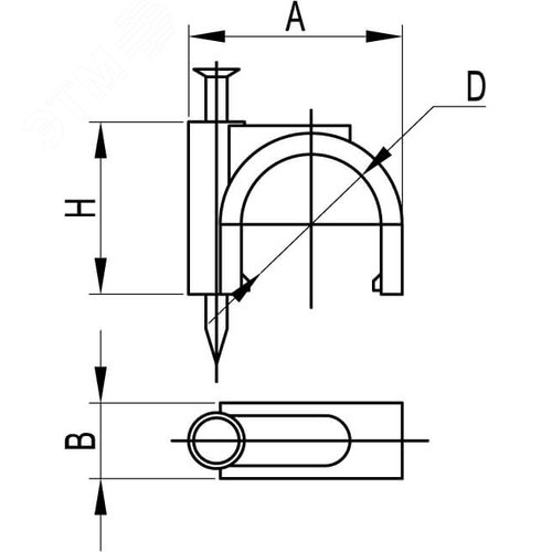 Скоба пластиковая с гвоздем D=3-4мм - фото 2