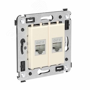 Avanti Компьютерная розетка RJ-45 без шторки в стену, кат.6 двойная экранированная,  Ванильная дымка - фото 2