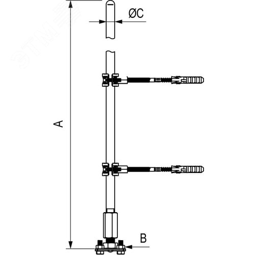 Молниеприемник с держателями 3000мм медь - фото 2
